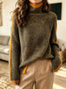 Women Turtleneck Color‑Block Raglan Sleeve Knit Sweater