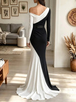 Women's Two-Tone Asymmetrical One-Shoulder Evening Gown