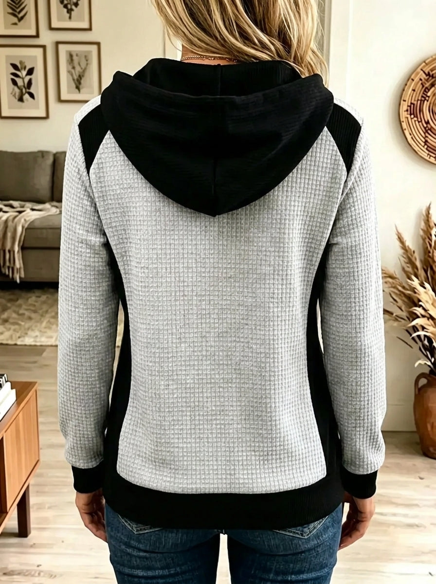 Women's Colorblock Half-Zip Waffle Knit Hoodie