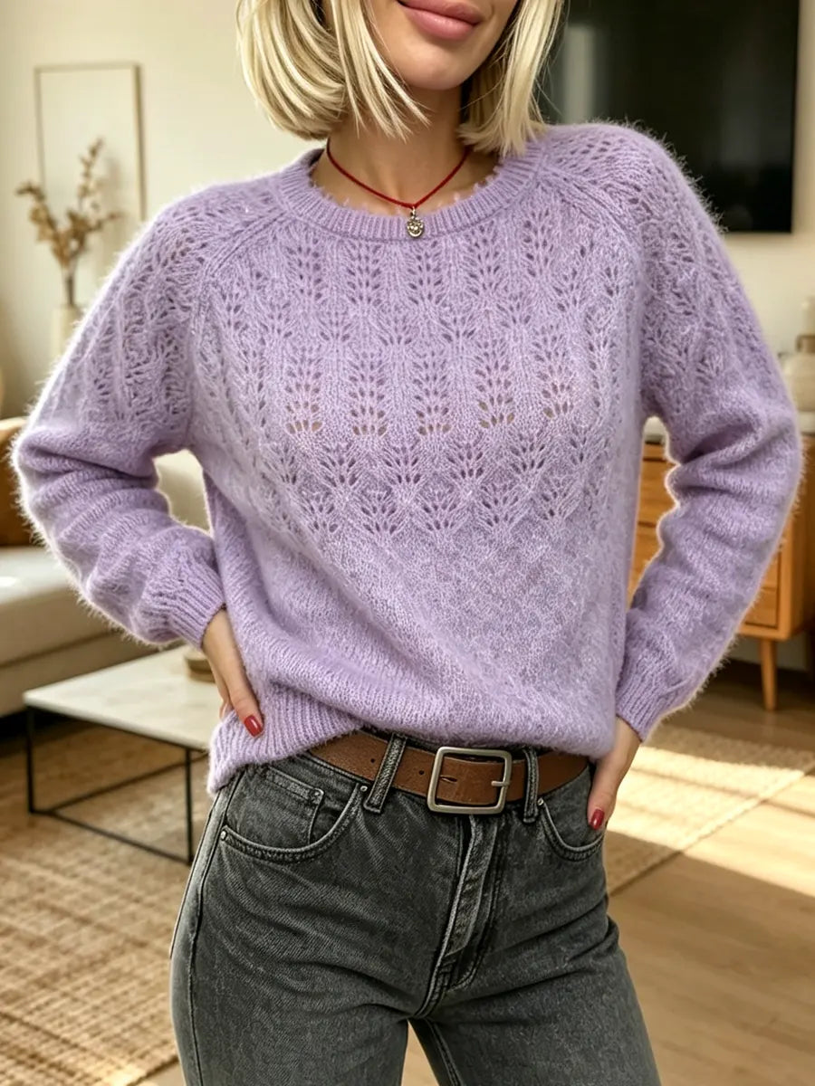 Retro Cozy Hollow Knit Art Casual Stylish Long Sleeve Sweater