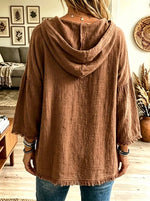 Women's Frayed Hem Lightweight Hooded Poncho Top