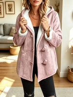 Retro Cozy Warm Art Casual Stylish Fleece Hooded Long Sleeve Coat