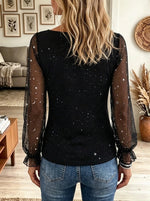 Women's Celestial Scalloped Sweetheart Sheer Top