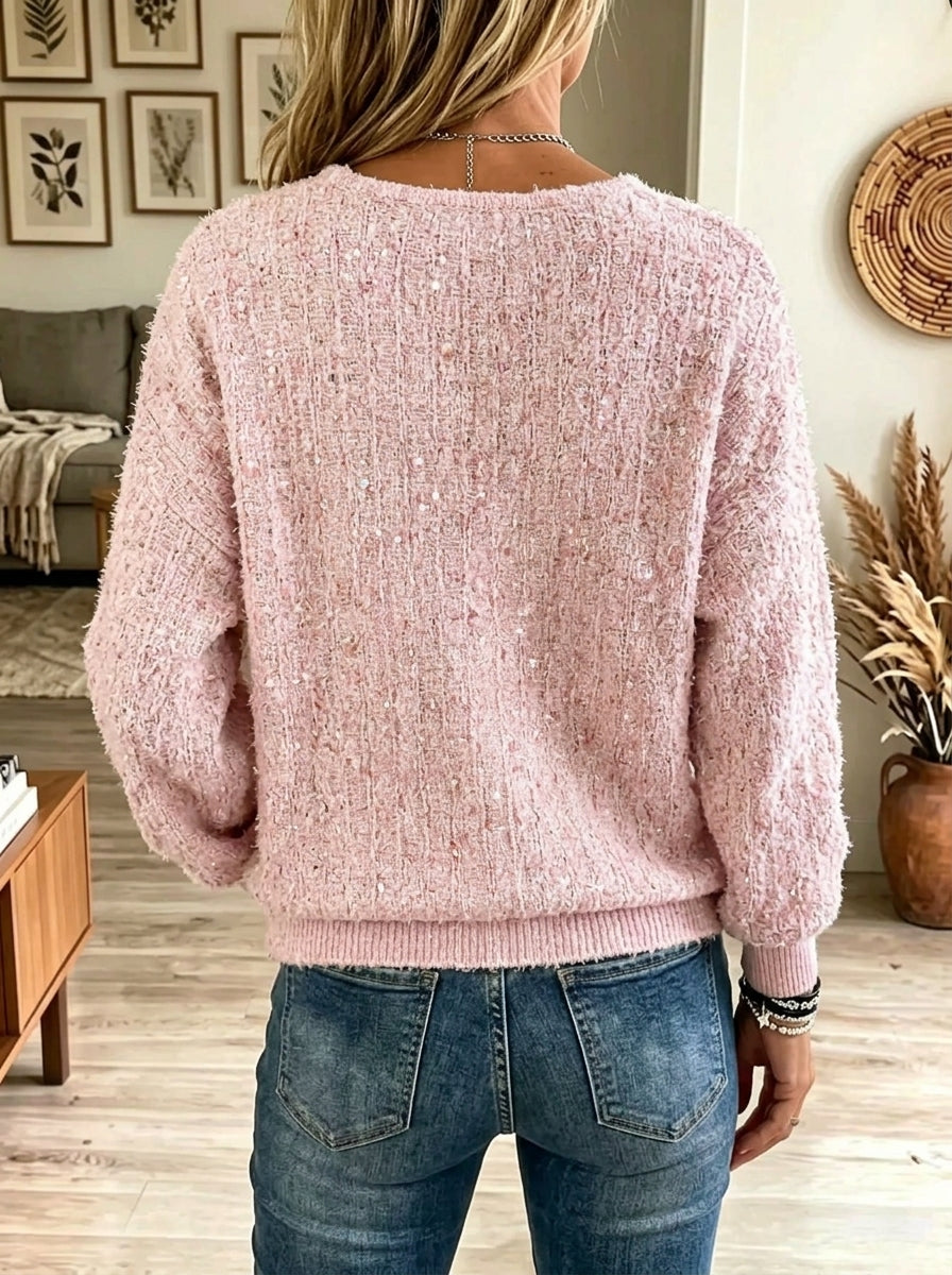 Women's Slub Knit Henley Pullover Sweater
