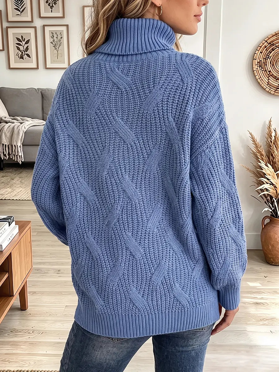 Vintage Elegant Cable Knit Turtleneck Sweater