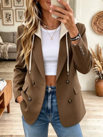 Women's Double-Breasted Hooded Blazer Jacket