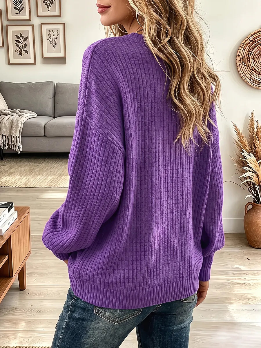 Vintage Elegant Textured Cotton Blend Sweatshirt