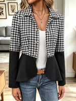 Retro Chic Color Block Ruffle Art Casual Stylish Long Sleeve Coat
