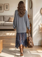 Women's Knit Sweater and Lace Skirt Set