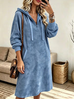 Women's Hooded Half-Zip Waffle Knit Sweatshirt Dress