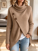 Vintage Chic Turtleneck Art Knitted Casual Stylish Long Sleeve Sweater