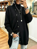 Cozy Turtleneck Knit Art Casual Button Stylish Long Sleeve Sweater Coat