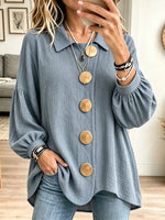 Women's Button Crinkle Tunic Blouse