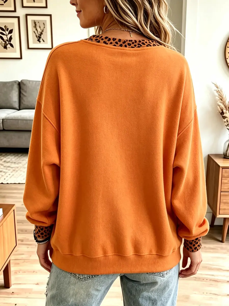 Retro Pumpkin Halloween Pattern Art Print Casual Long Sleeve Sweatshirt