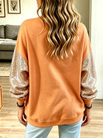 Retro Chicken Pattern Sequins Art Print Casual Long Sleeve Sweatshirt