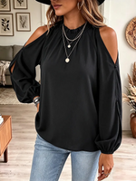 Vintage Elegant Off-shoulder Button Ruffles Shirt