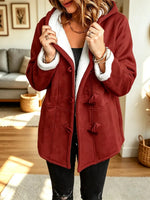 Retro Cozy Warm Art Casual Stylish Fleece Hooded Long Sleeve Coat
