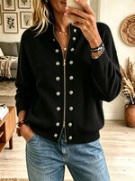Women's Military Button Zip-Front Ribbed Cardigan