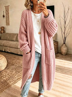 Vintage Cozy Pockets Knitted Art Casual Stylish Long Sleeve Sweater Coat