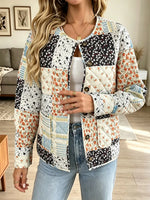 Retro Floral Patchwork Pattern Art Casual Stylish Long Sleeve Quilted Coat