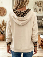 Women's Leopard Christmas Tree Drawstring Fleece Hoodie