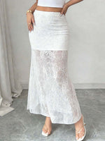 Chic Stylish Casual Hollow High Waist Floral Lace Mermaid Skirt