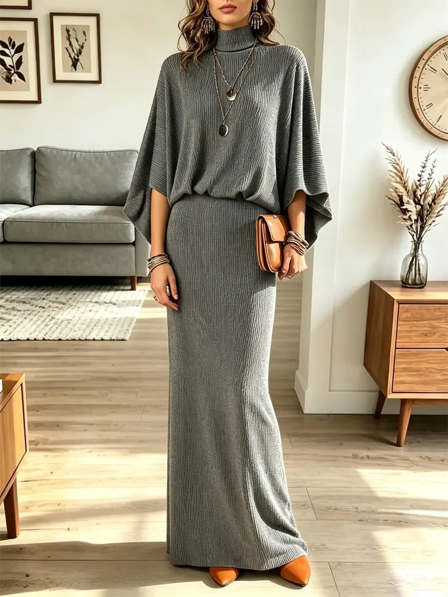 Retro Elegant Art Casual Stylish 3/4 Sleeve Top And Skirt Two-piece Set