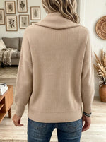 Women's Slouchy Draped Cowl Neck Ribbed Sweate