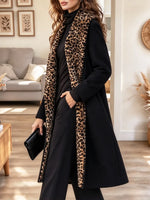 Retro Leopard Pattern Lapel Art Casual Stylish Long Sleeve Coat