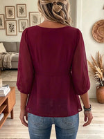 Women's V-Neck Pleated Chiffon Blouse