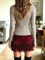 Vintage V Collar Ruffle Knitted Art Casual Stylish Long Sleeve Sweater
