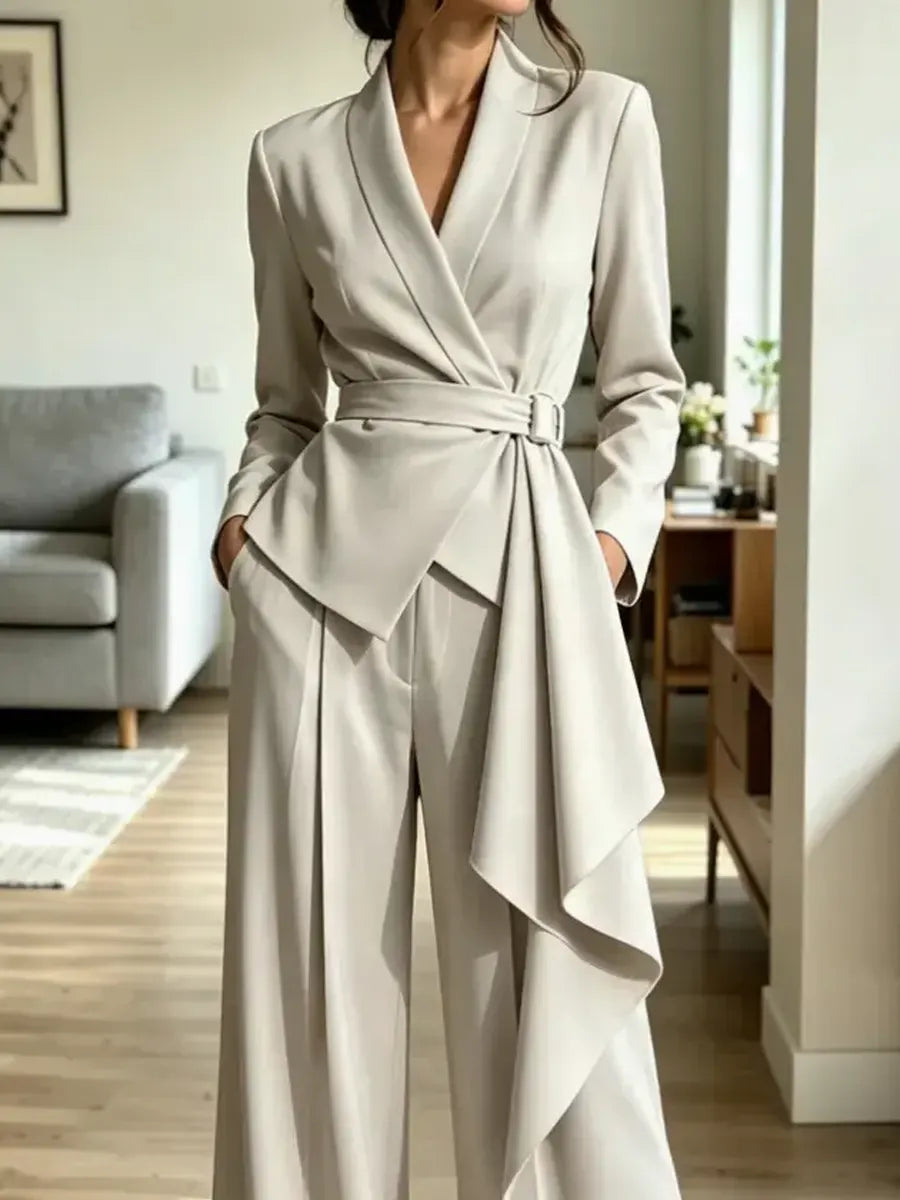 Retro Elegant Art Casual Stylish Long Sleeve Top And Pants Two-piece Set
