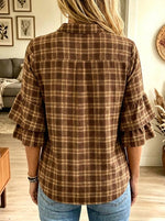 Women's Plaid Fringe Trim Western Button-Down Shirt