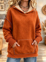 Women's Retro Warm Knitted Patchwork Hooded Top