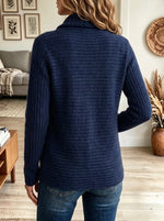 Women's Asymmetrical Wrap Cowl Neck Ribbed Cardigan