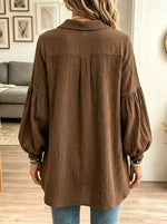 Women's Button Crinkle Tunic Blouse