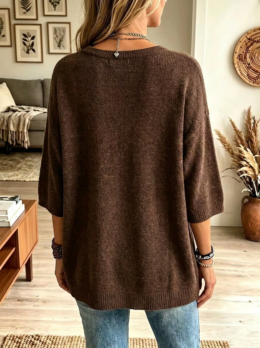 Women's Half-Sleeve Crewneck Knit Sweater