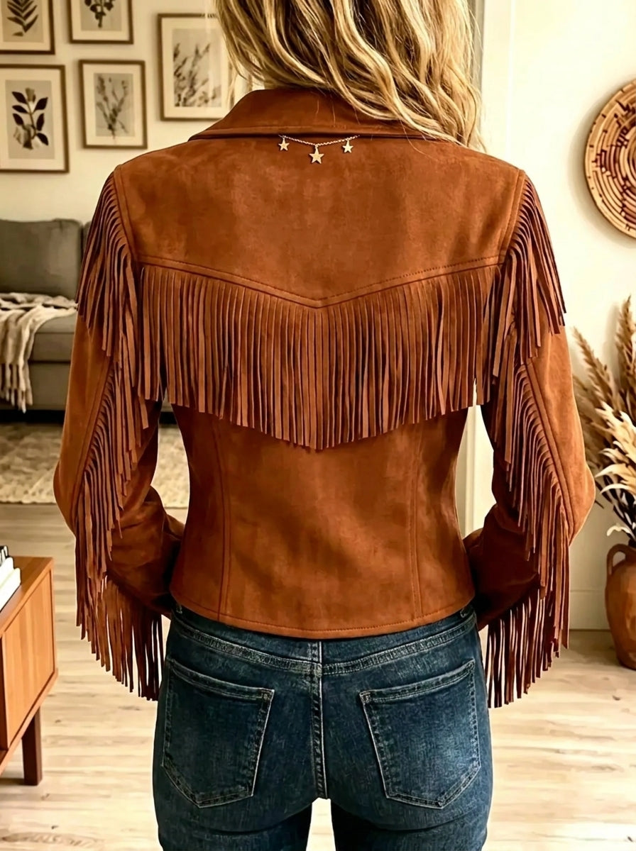 Women's Western Fringe Suede Cropped Jacket