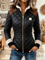 Retro Chic Quilted Art Casual Stylish Sherpa Long Sleeve Padded Jacket