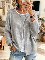Women's Sequin Shimmer Button-Front Knit Cardigan