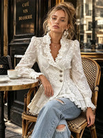 Women's Floral Embroidery Print Ruffled Peplum Blouse