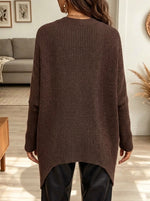 Women's Ribbed Knit Cross-Front Poncho Cardigan