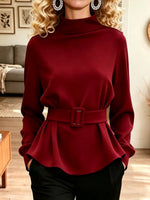 Retro Chic Turtleneck Art Casual Stylish Long Sleeve Top