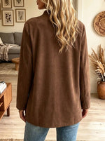 Women's Stand Collar Single-Button Suede Shacket