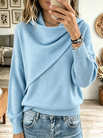 Women's Asymmetrical Draped Cowl Neck Sweater