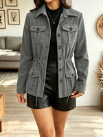 Retro Lapel Corduroy Art Casual Stylish Long Sleeve Coat