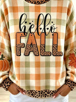 Retro Plaid Autumn Pattern Art Print Casual Long Sleeve Sweatshirt