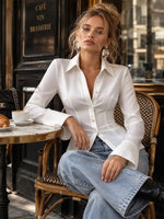 Women's Collared Fitted Button Down Shirt,