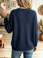 Women's 3D Floral Embellished V-Neck Knit Sweater