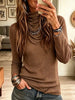 Women's Draped Cowl Neck Ribbed Knit Top